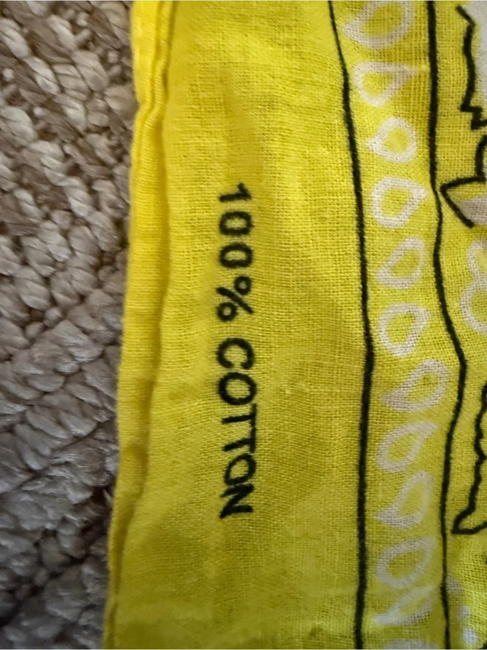 Western festival neck head  bandana neon bright yellow black 100% cotton 18”